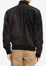 Dolce 
Gabbana Suede Bomber Jacket Black G9AWZL HULU2-N0000