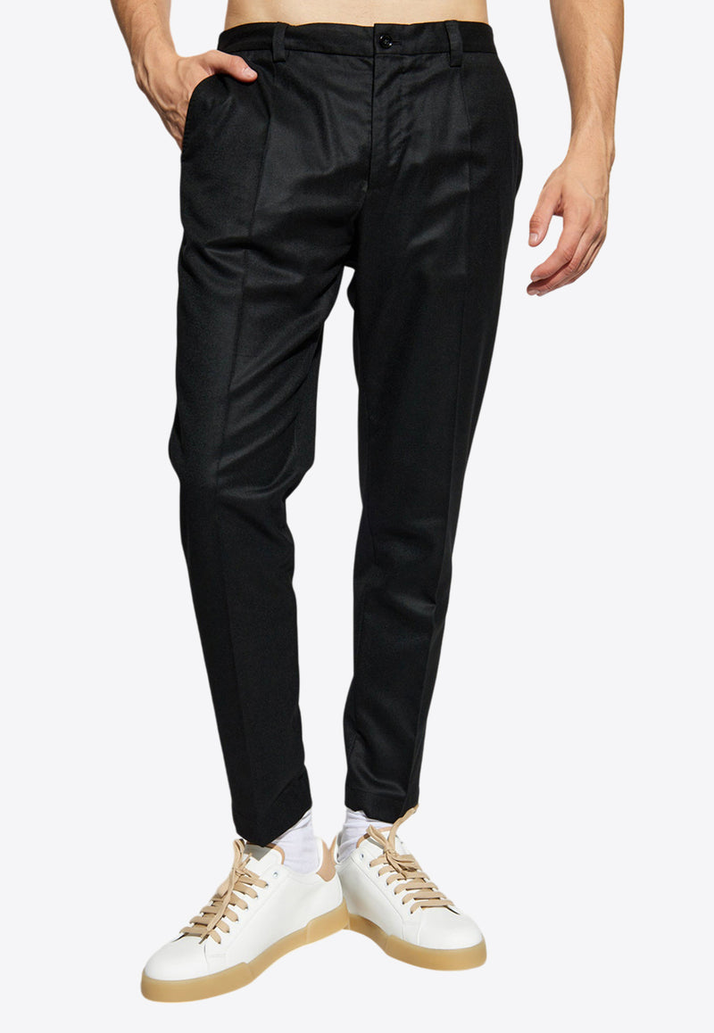 Dolce 
Gabbana Straight-Leg Tailored Wool Pants Black GW13ET FU21Q-N0000