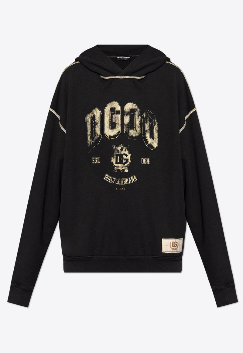 Dolce 
Gabbana Logo Print Hooded Sweatshirt Black G9AJAT G7NQC-N0000