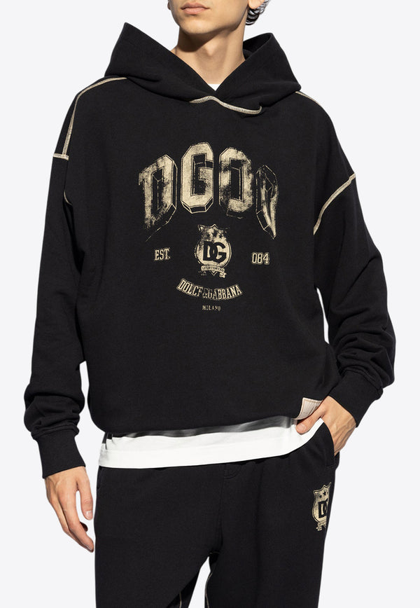 Dolce 
Gabbana Logo Print Hooded Sweatshirt Black G9AJAT G7NQC-N0000