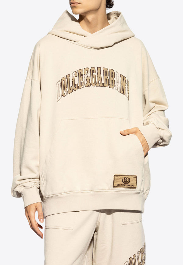 Dolce 
Gabbana Logo Embroidered Hooded Sweatshirt Beige G9AKPZ G7NQI-M0299