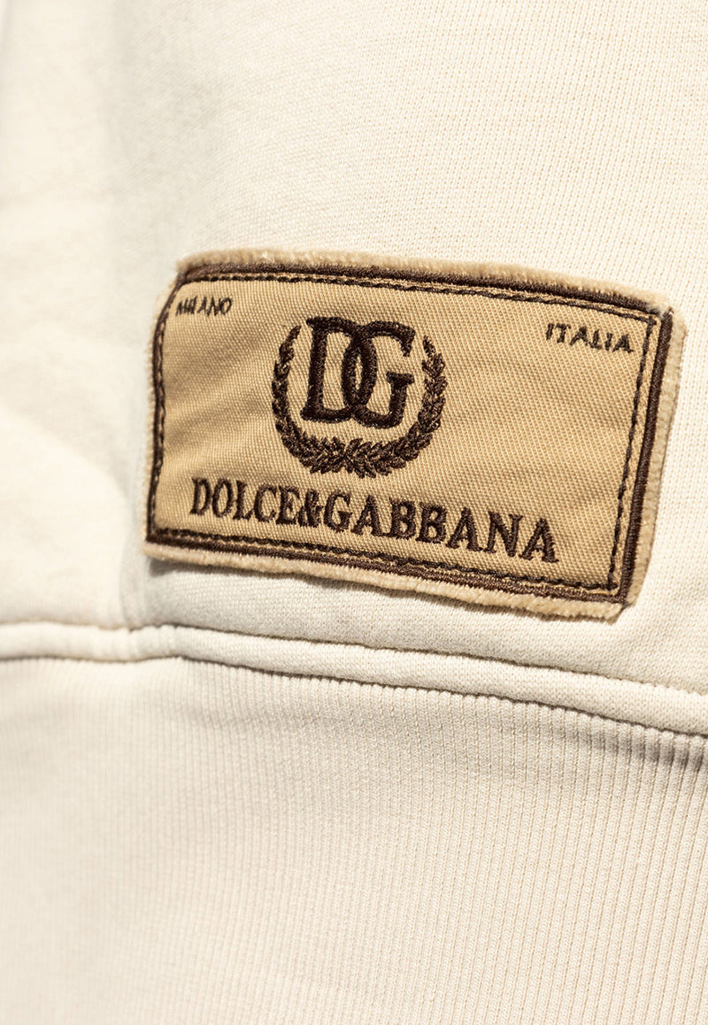 Dolce 
Gabbana Logo Embroidered Hooded Sweatshirt Beige G9AKPZ G7NQI-M0299