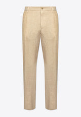 Dolce 
Gabbana Straight-Leg Linen Pants Beige GP0D6T FU4L0-S8230