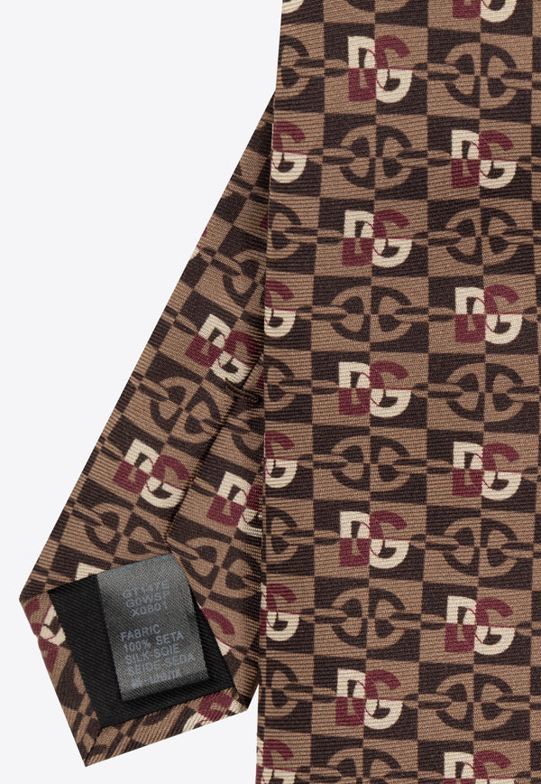 Dolce 
Gabbana Logo Jacquard Silk Tie Brown GT147E G0WSP-X0801