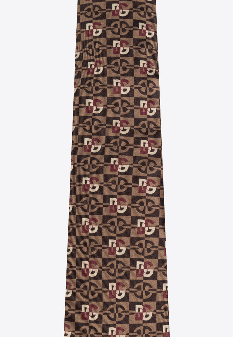 Dolce 
Gabbana Logo Jacquard Silk Tie Brown GT147E G0WSP-X0801