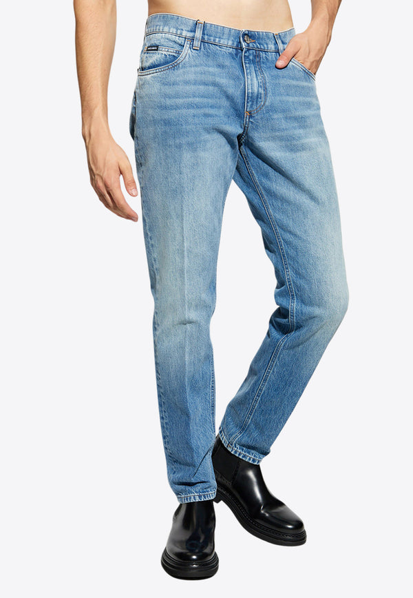 Dolce 
Gabbana Washed Straight-Leg Jeans Blue GYJCCD G8KY2-S9001