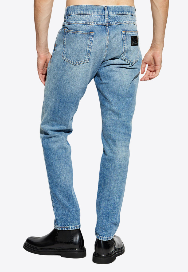 Dolce 
Gabbana Washed Straight-Leg Jeans Blue GYJCCD G8KY2-S9001