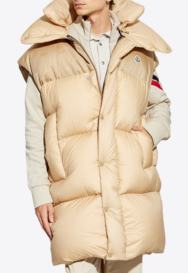 Moncler Verone Zip-Up Long Down Jacket Beige J20911A00212 5985T-230