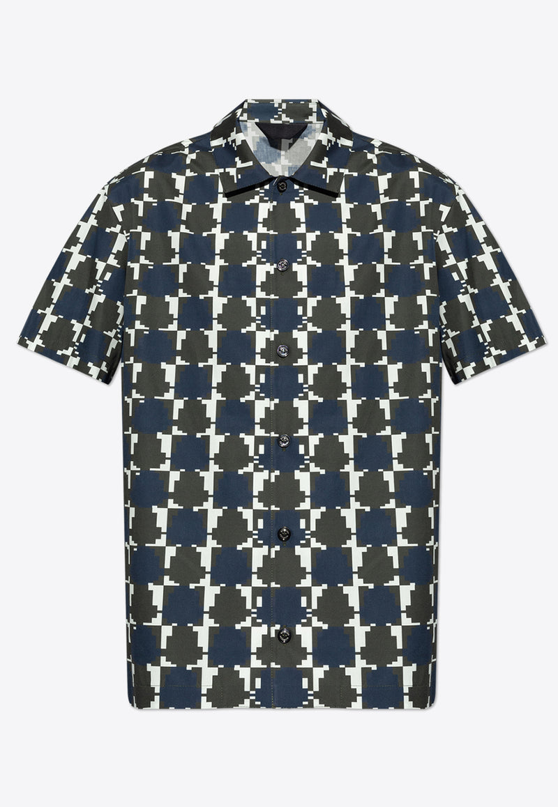 Moncler Pixel Logo Print Shirt Blue J20912F00007 597YJ-S90