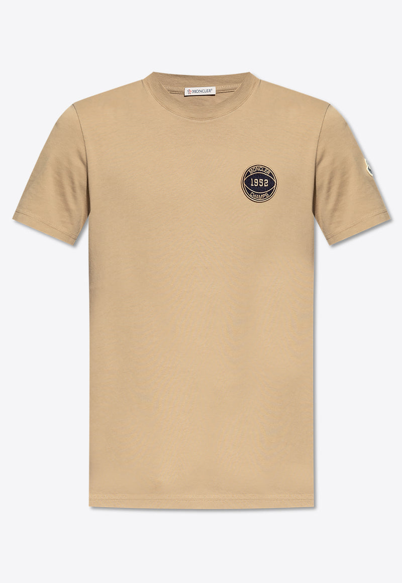 Moncler Rugby Patch Crewneck T-shirt Beige J20918C00028 89AKK-22A