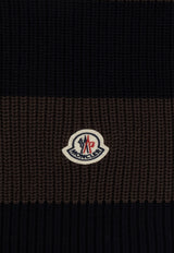 Moncler Logo Patch Striped Rib-Knit Scarf Brown J20913C00003 M1509-P27