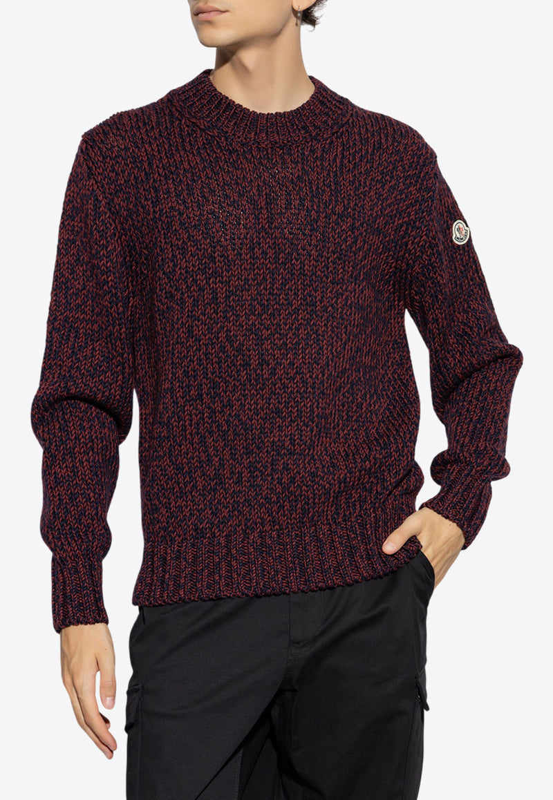 Moncler Mouliné Wool Crewneck Sweater  Burgundy J20919C00019 M1172-P47