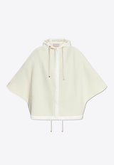 Moncler Logo Patch Wool Hooded Poncho Cream J20933G00025 M4736-P01