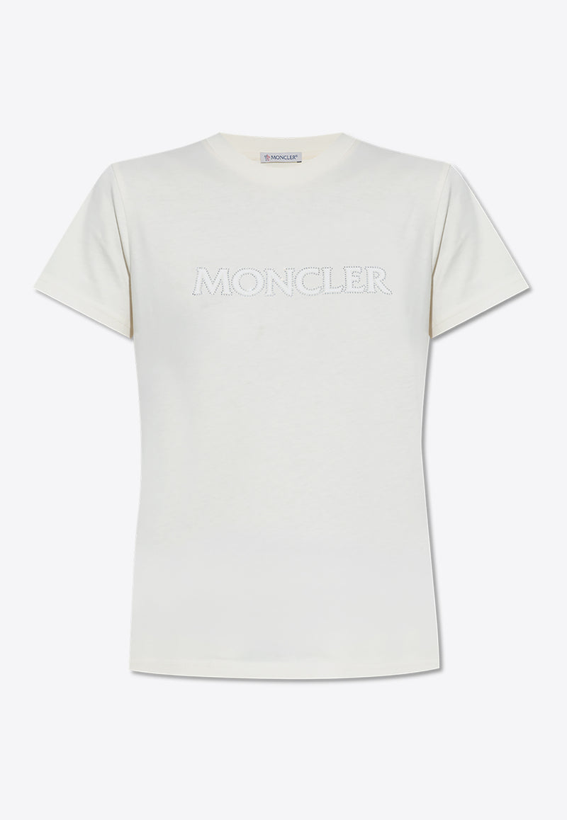 Moncler Crystal Logo Crewneck T-shirt White J20938C00021 89AIJ-034