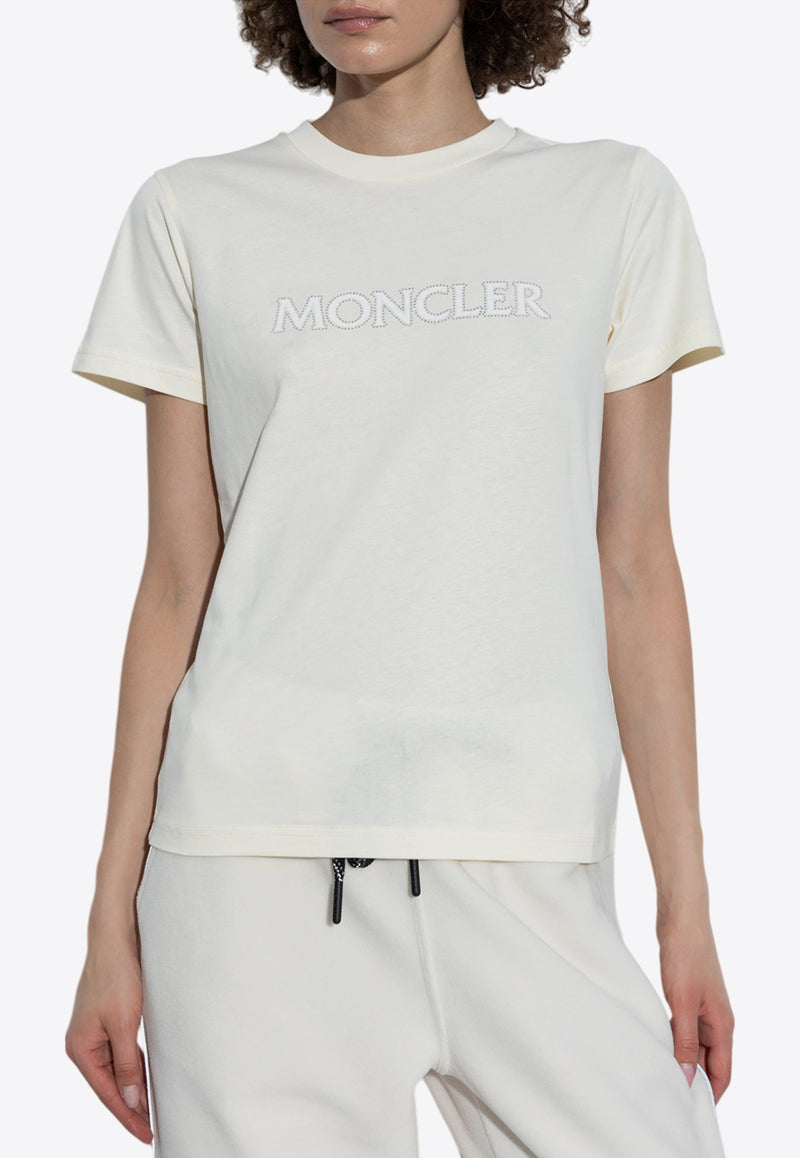 Moncler Crystal Logo Crewneck T-shirt White J20938C00021 89AIJ-034