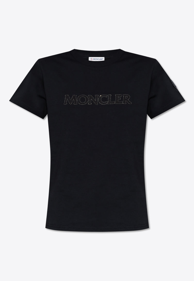 Moncler Crystal Logo Crewneck T-shirt Black J20938C00021 89AIJ-999