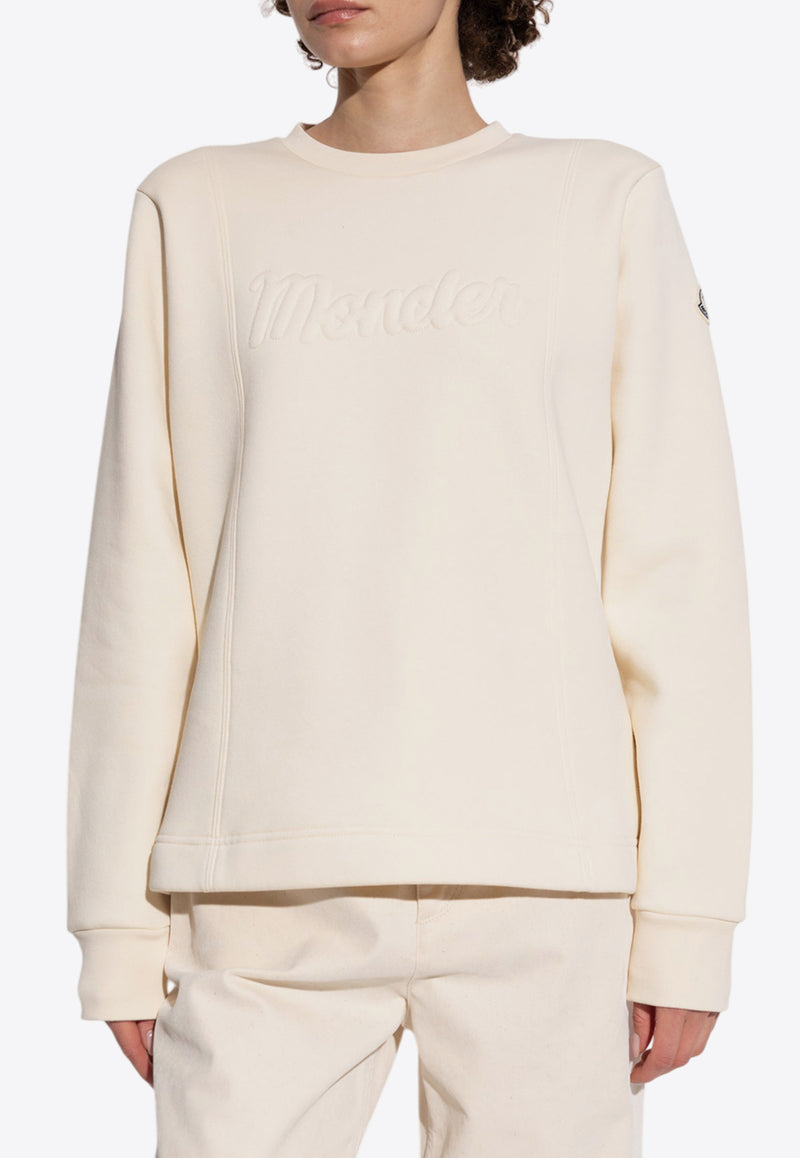 Moncler Logo Embossed Crewneck Sweatshirt Beige J20938G00025 899RB-038