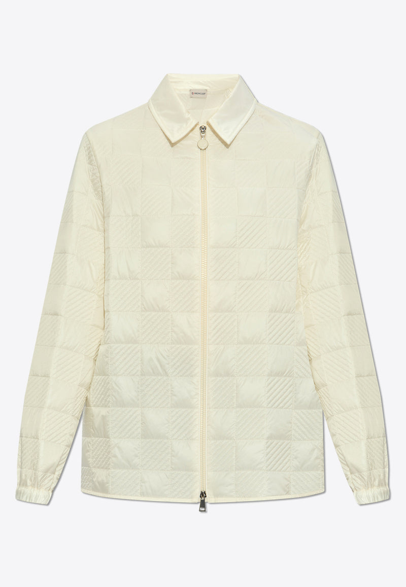 Moncler Checkerboard Quilted Padded Jacket Cream J20932F00004 788LM-034