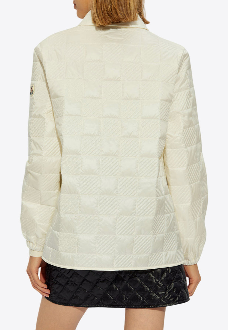 Moncler Checkerboard Quilted Padded Jacket Cream J20932F00004 788LM-034