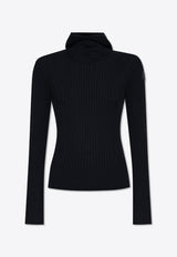 Moncler Wool-Blend Ribbed Hooded Sweater Black J20939G00004 M1259-999