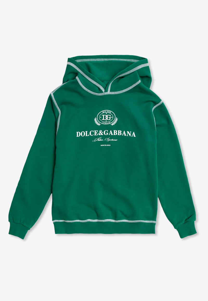 Dolce 
Gabbana Kids Boys Logo Print Hooded Sweatshirt Green L4JWKI G7NVV-V0403