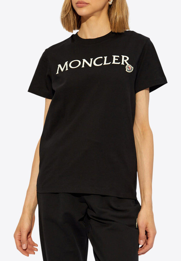 Moncler Logo Embroidered Crewneck T-shirt Black J20938C00011 89AIJ-999