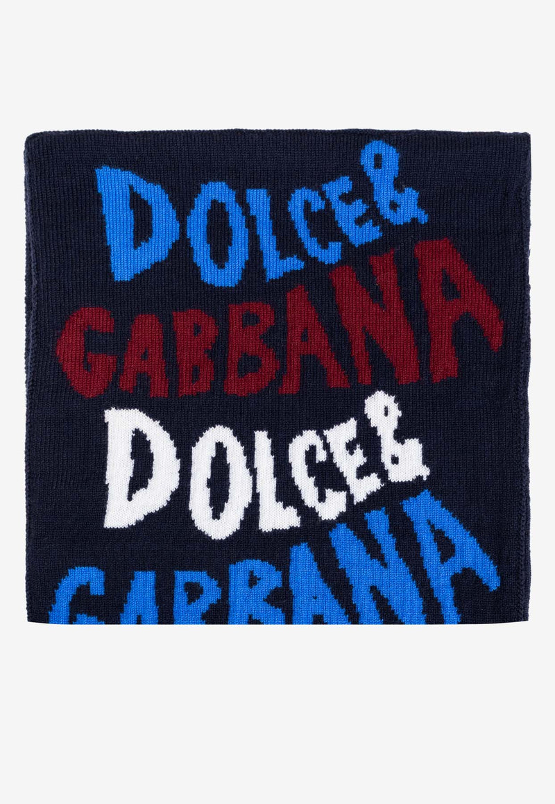 Dolce 
Gabbana Kids Boys Jacquard Wool Scarf Blue LBKAE3 JCVV3-S9000