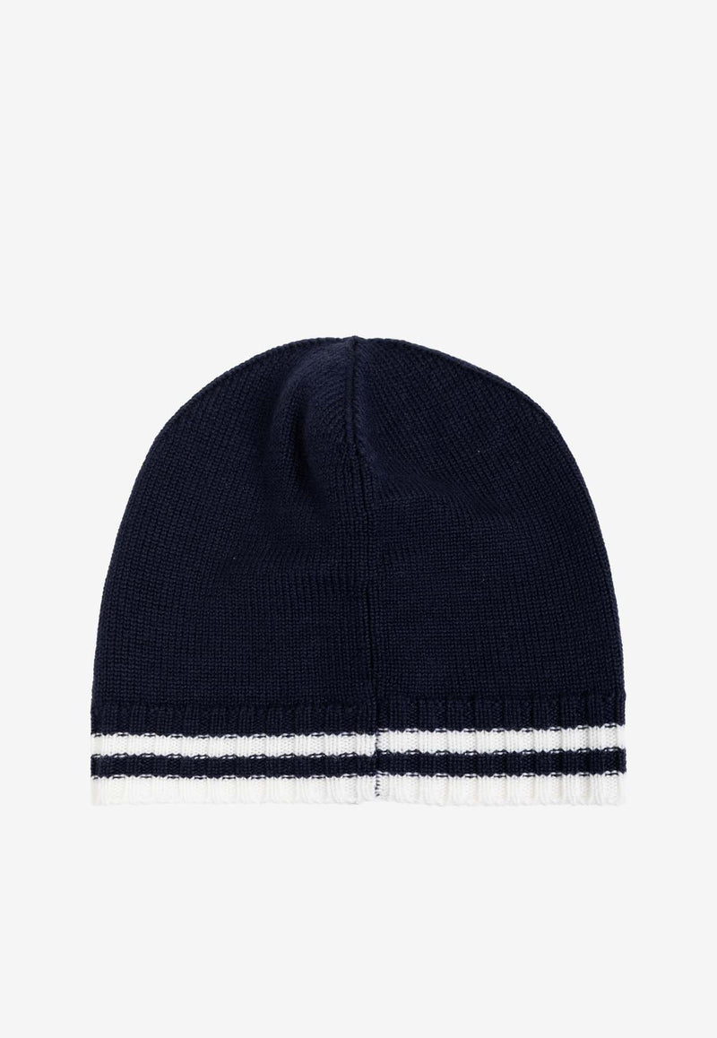 Dolce 
Gabbana Kids Boys Logo Embroidered Wool Beanie Blue LBKHA7 JCVW0-B6712