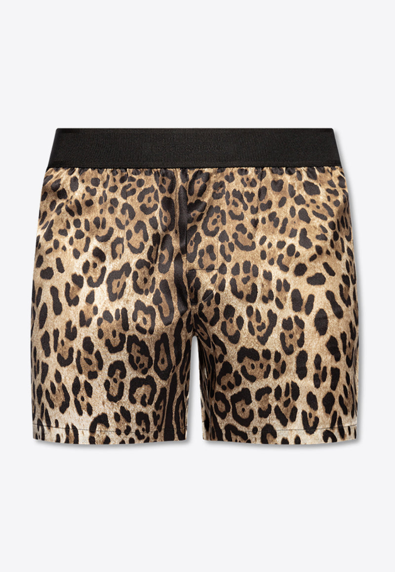 Dolce 
Gabbana Leopard Print Silk Boxer Shorts Brown M4F05T ONR26-HA93M