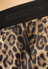 Dolce 
Gabbana Leopard Print Silk Boxer Shorts Brown M4F05T ONR26-HA93M