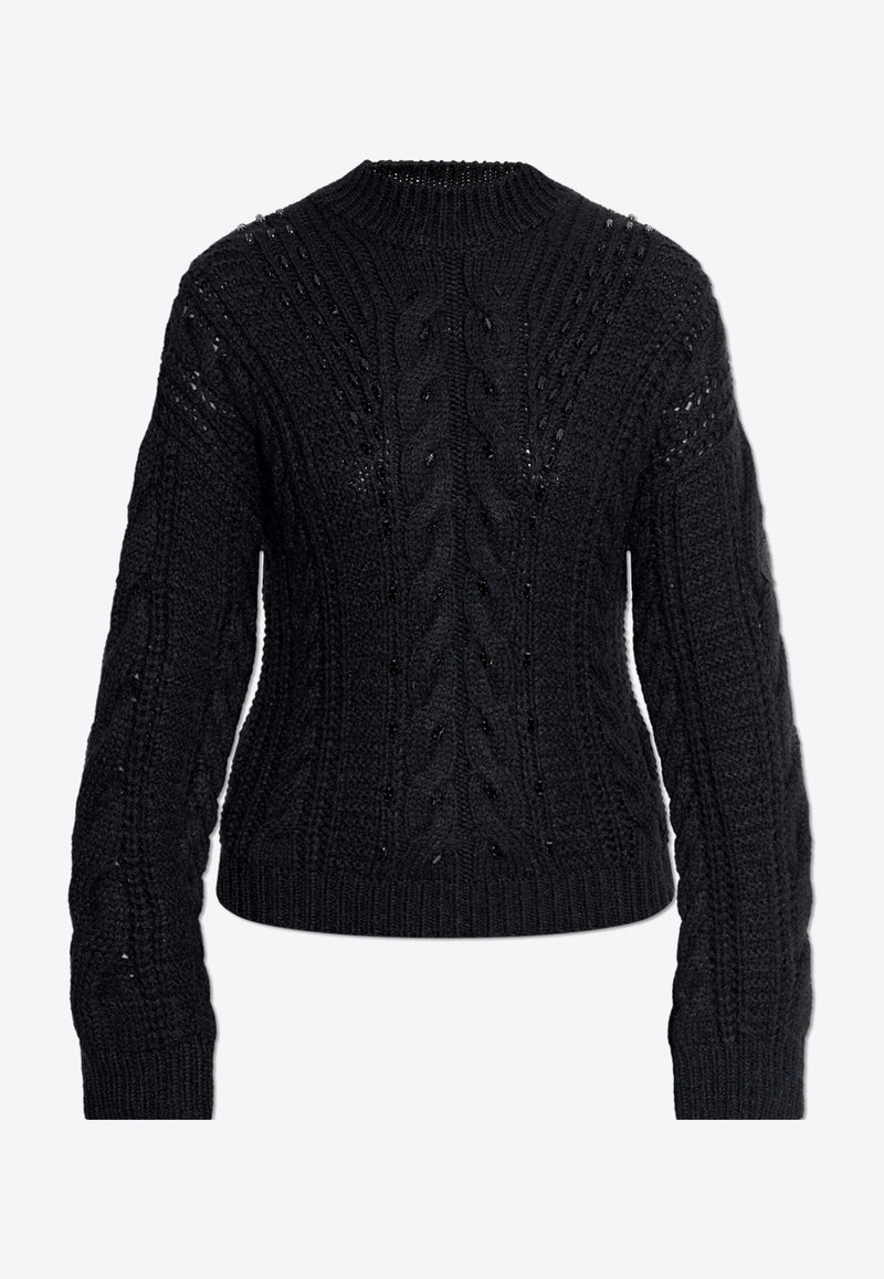 Moncler Cable Knit Wool-Blend Sweater Black J20939F00023 M4910-999