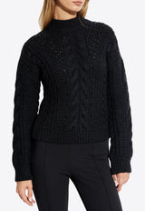 Moncler Cable Knit Wool-Blend Sweater Black J20939F00023 M4910-999