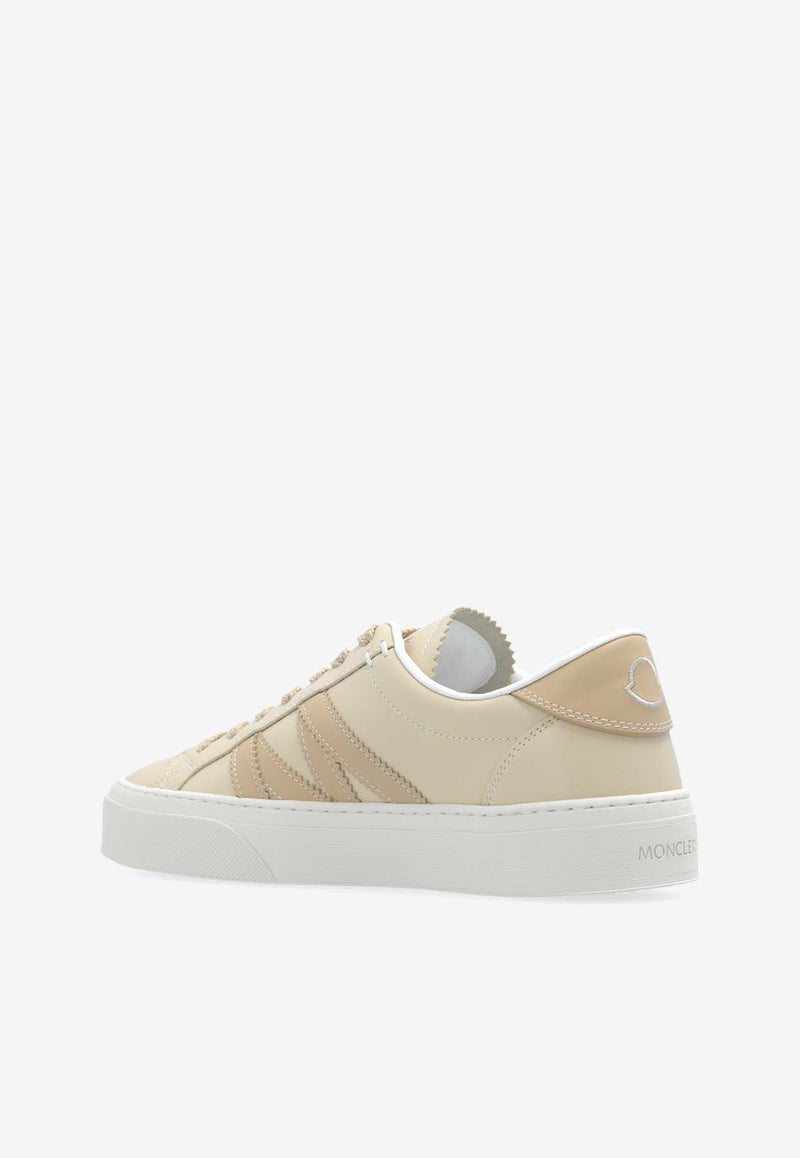 Moncler Monaco Leather Low-Top Sneakers Cream J209B4M00140 M4496-051