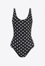 Dolce 
Gabbana DG Logo Print One-Piece Racing Swimsuit Black O9A46J ON02A-HNVAW