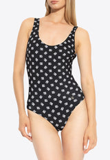 Dolce 
Gabbana DG Logo Print One-Piece Racing Swimsuit Black O9A46J ON02A-HNVAW