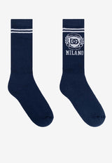 Dolce 
Gabbana Kids Boys DG Logo Print Socks Blue LBKAE5 JBCDM-S9004