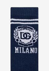 Dolce 
Gabbana Kids Boys DG Logo Print Socks Blue LBKAE5 JBCDM-S9004