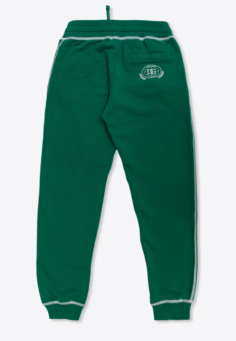 Dolce 
Gabbana Kids Boys DG Logo Embroidered Track Pants Green L4JPJN G7NVV-V0403