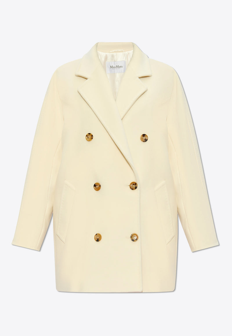 Max Mara Rebus Double-Breasted Wool Blend Coat Cream REBUS 2421086011-021