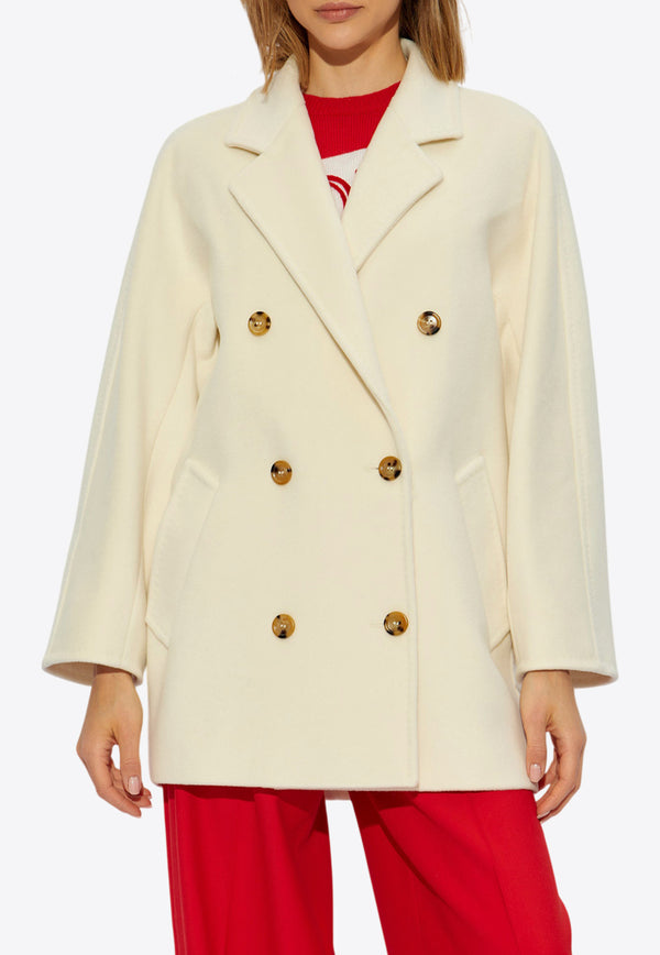 Max Mara Rebus Double-Breasted Wool Blend Coat Cream REBUS 2421086011-021