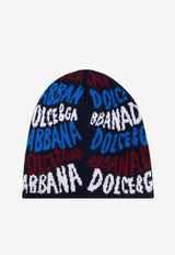 Dolce 
Gabbana Kids Boys Jacquard Wool Beanie Blue LBKH93 JCVV3-S9000