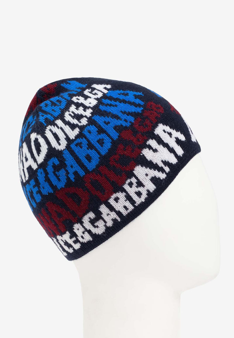 Dolce 
Gabbana Kids Boys Jacquard Wool Beanie Blue LBKH93 JCVV3-S9000