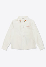 Dolce 
Gabbana Kids Girls Logo Embroidered Button-Up Shirt White L56S14 FU5WJ-W0800