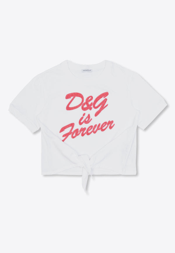 Dolce 
Gabbana Kids Girls DG Logo Crewneck T-shirt White L5JTMY G7M1A-W0800