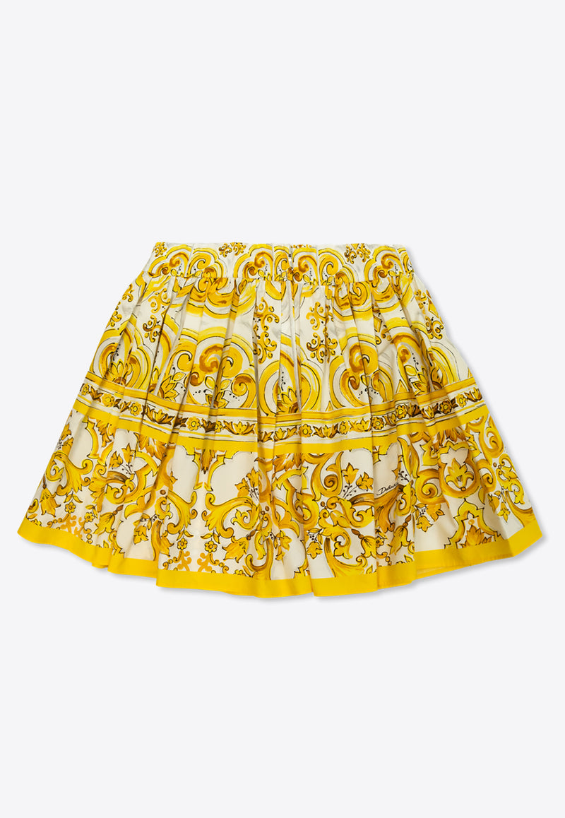 Dolce 
Gabbana Kids Girls Majolica Print Skirt Yellow L55I20 FI5JY-HG3TN