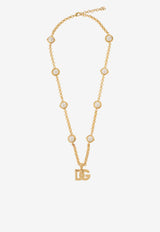 Dolce 
Gabbana DG Logo Pendant Chain Necklace Gold WNQ6L2 W1111-ZOO00