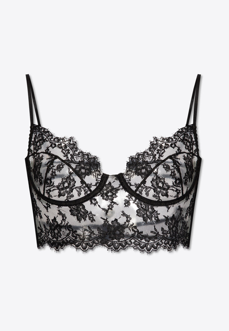 Dolce 
Gabbana Floral Lace Lingerie Top Black O7C24T ONL17-N0000