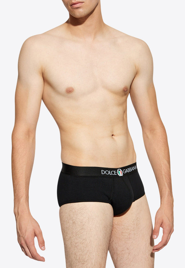 Dolce 
Gabbana Tri-Color Emblem Stretch Briefs Black M3C03J ONN94-N0000