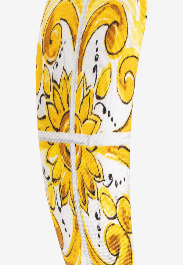 Dolce 
Gabbana Kids Girls Majolica Print Silk Headband Yellow LB3L54 HI1T5-H23TN