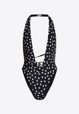 Dolce 
Gabbana Polka Dot Halterneck One-Piece Swimsuit Black O9B74J FSG8C-HNBDW